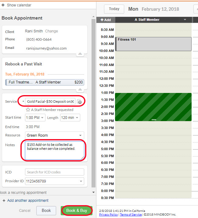 How to create a deposit for an appointment